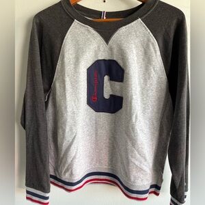 Champion Varsity Women’s Sweatshirt Gray Ragland Sleeves Vintage Inspired Sz M